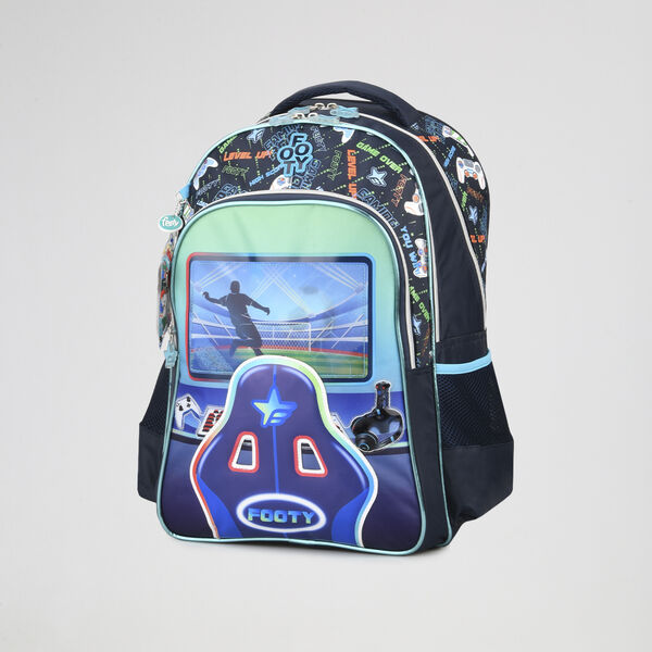 Mochila Footy Espalda Pro Gamer 18 Ni&ntilde;o con estuche y lapiceras