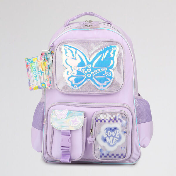 Mochila Footy Espalda Glow Fly 18 Ni&ntilde;a con estuche