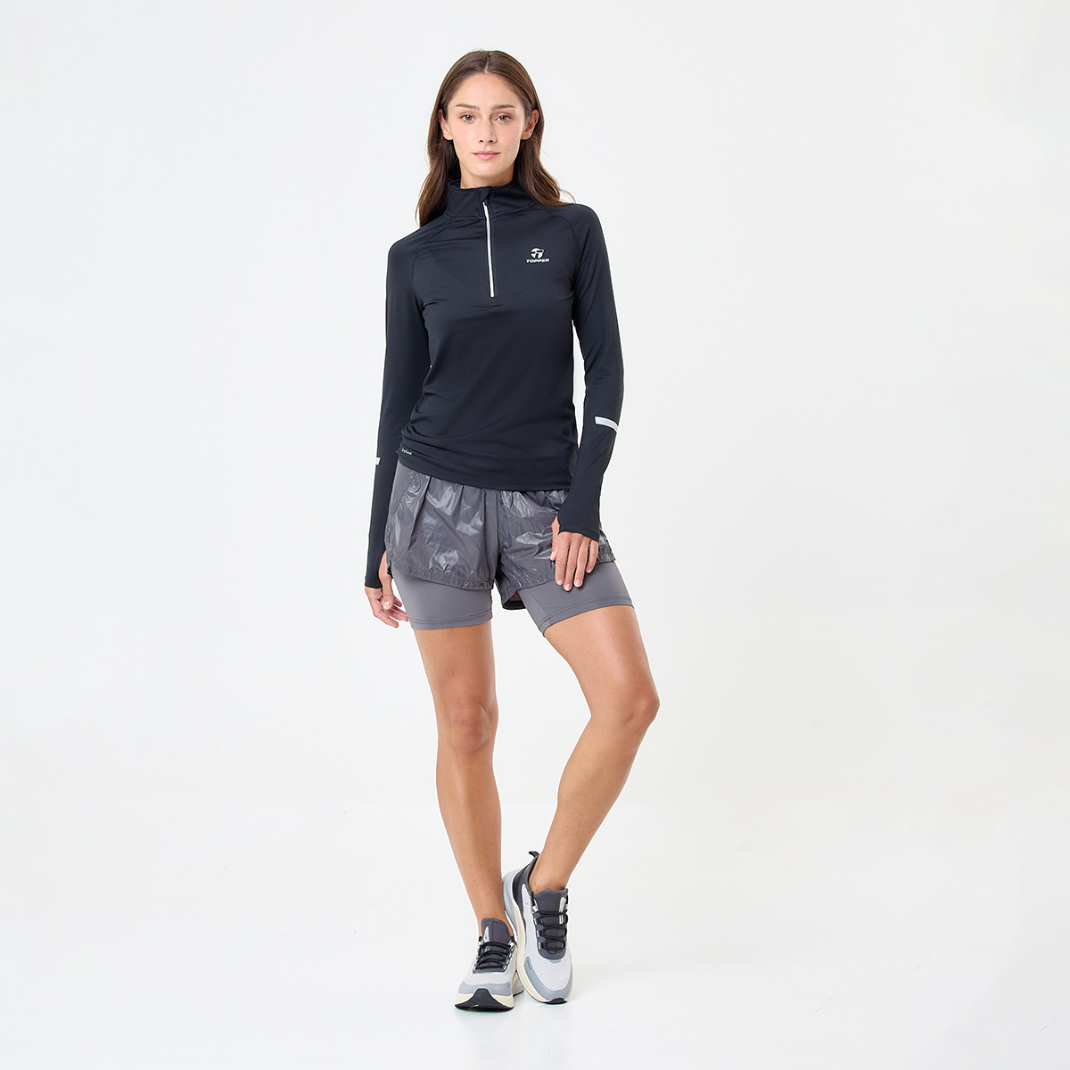 Short Running Topper Crinkled 2 En 1,  image number null