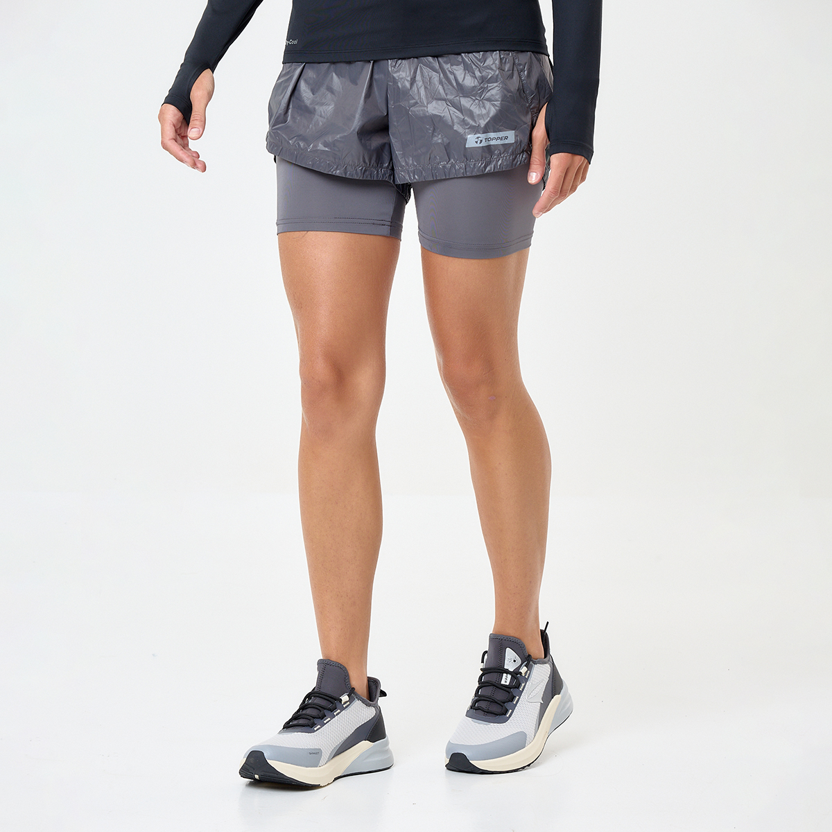 Short Running Topper Crinkled 2 En 1,  image number null