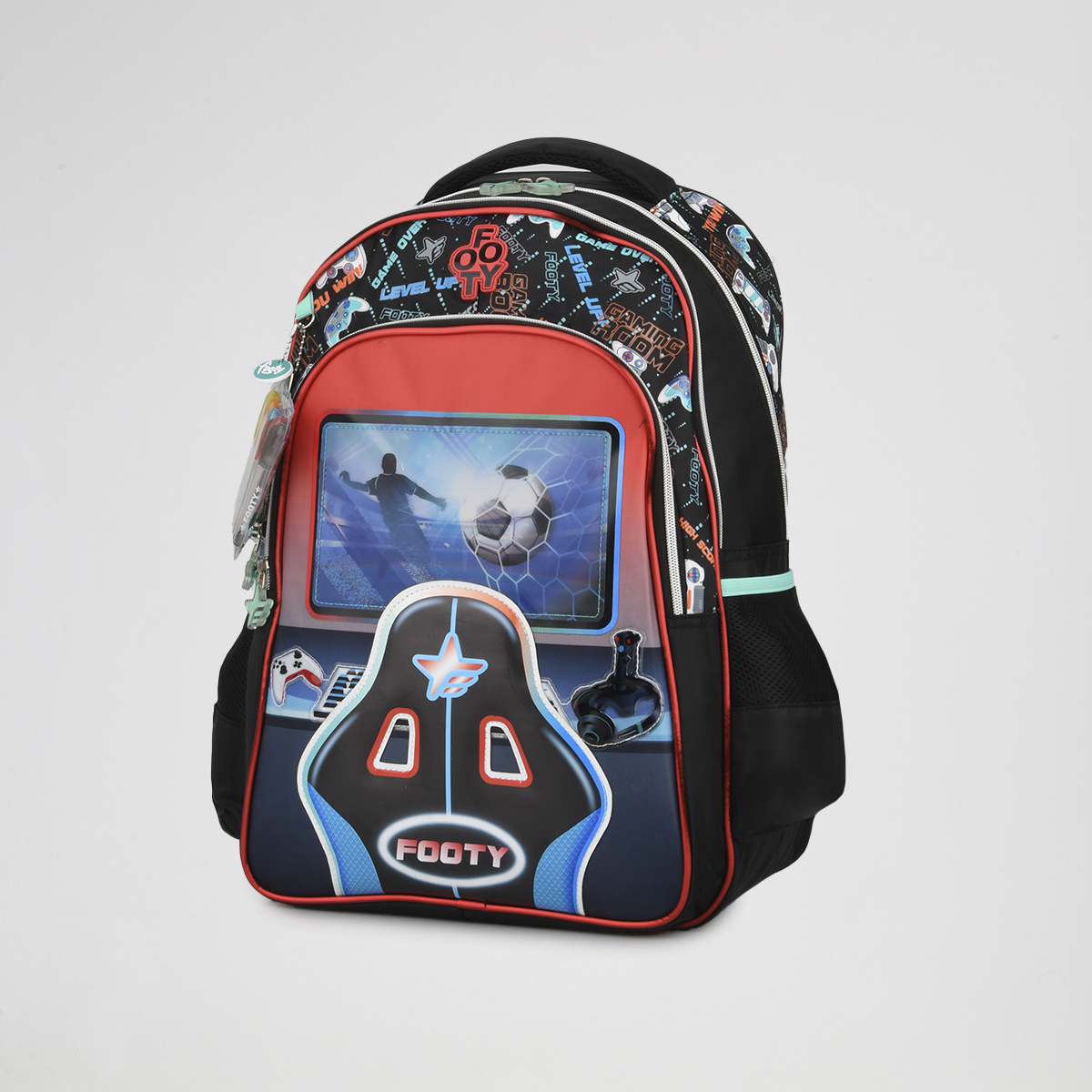 Mochila Footy Espalda Pro Gamer 18 Ni&ntilde;o con estuche,  image number null